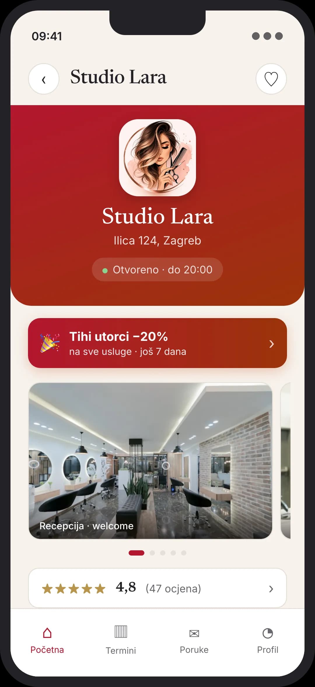 Appointa klijent aplikacija na mobitelu